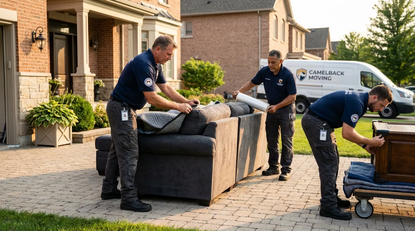 Large estate moving crew wrapping furniture in Cresson, PA