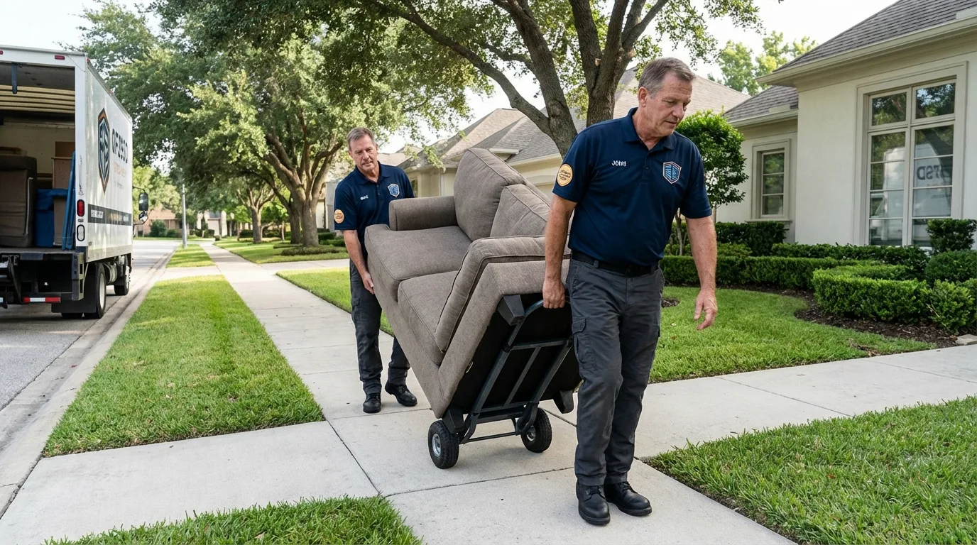 Local residential moving crew loading furniture in Cresson, PA